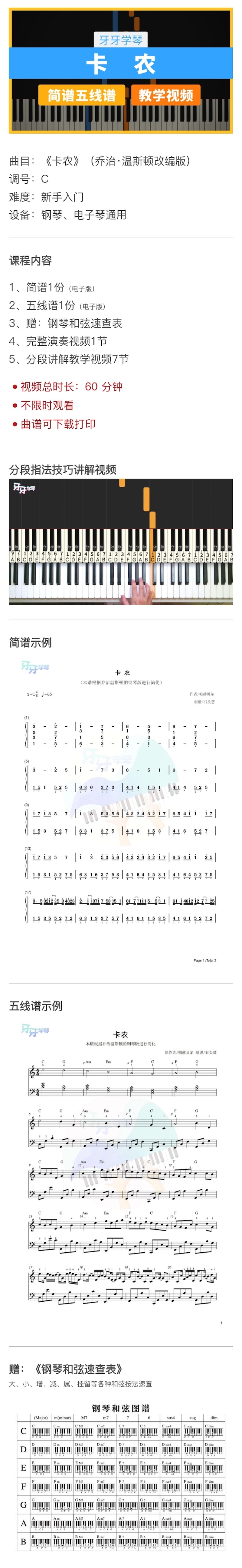 卡农钢琴指法节奏技巧精讲教程牙牙学琴